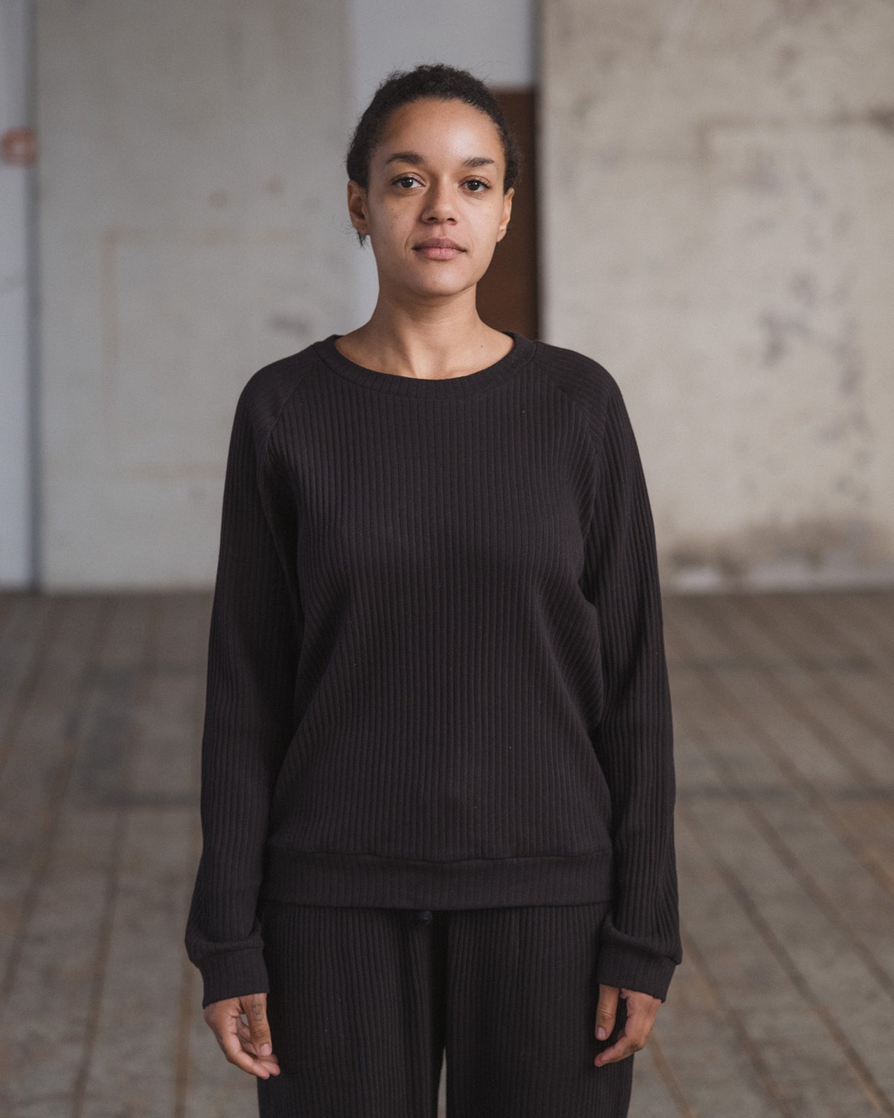 Basic Sweatshirt - Fleece Rib - Black