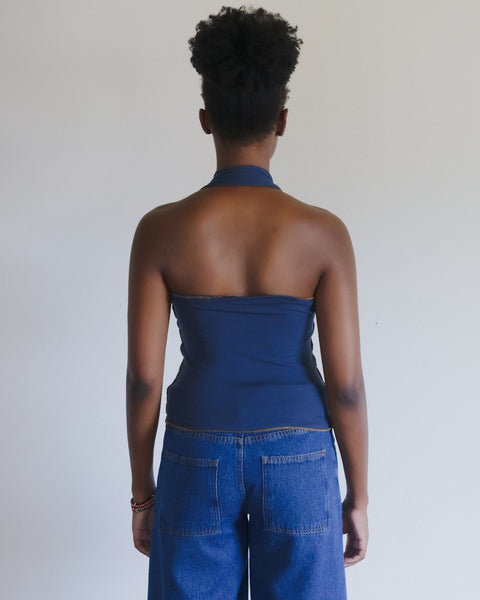 Cinder Halter Top - Organic Cotton Rib - Preston Blue – Baserange
