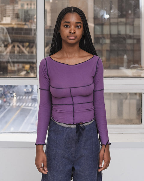 Cinder Long Sleeve Tee - Organic Cotton Rib - Venet Purple
