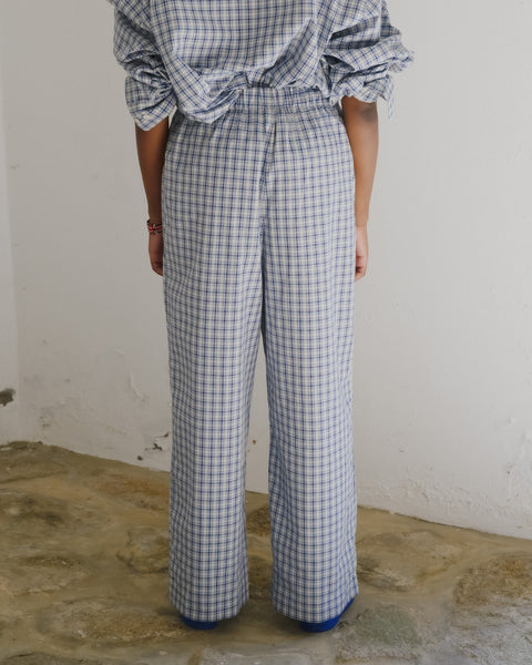 Claude Pants - Organic Cotton - Blue Check – Baserange Store