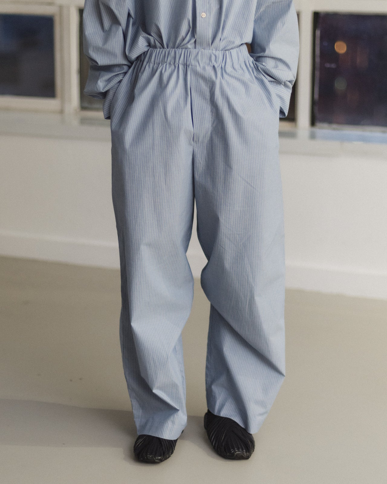 Claude Pants - Organic Cotton Poplin - Blue Stripe