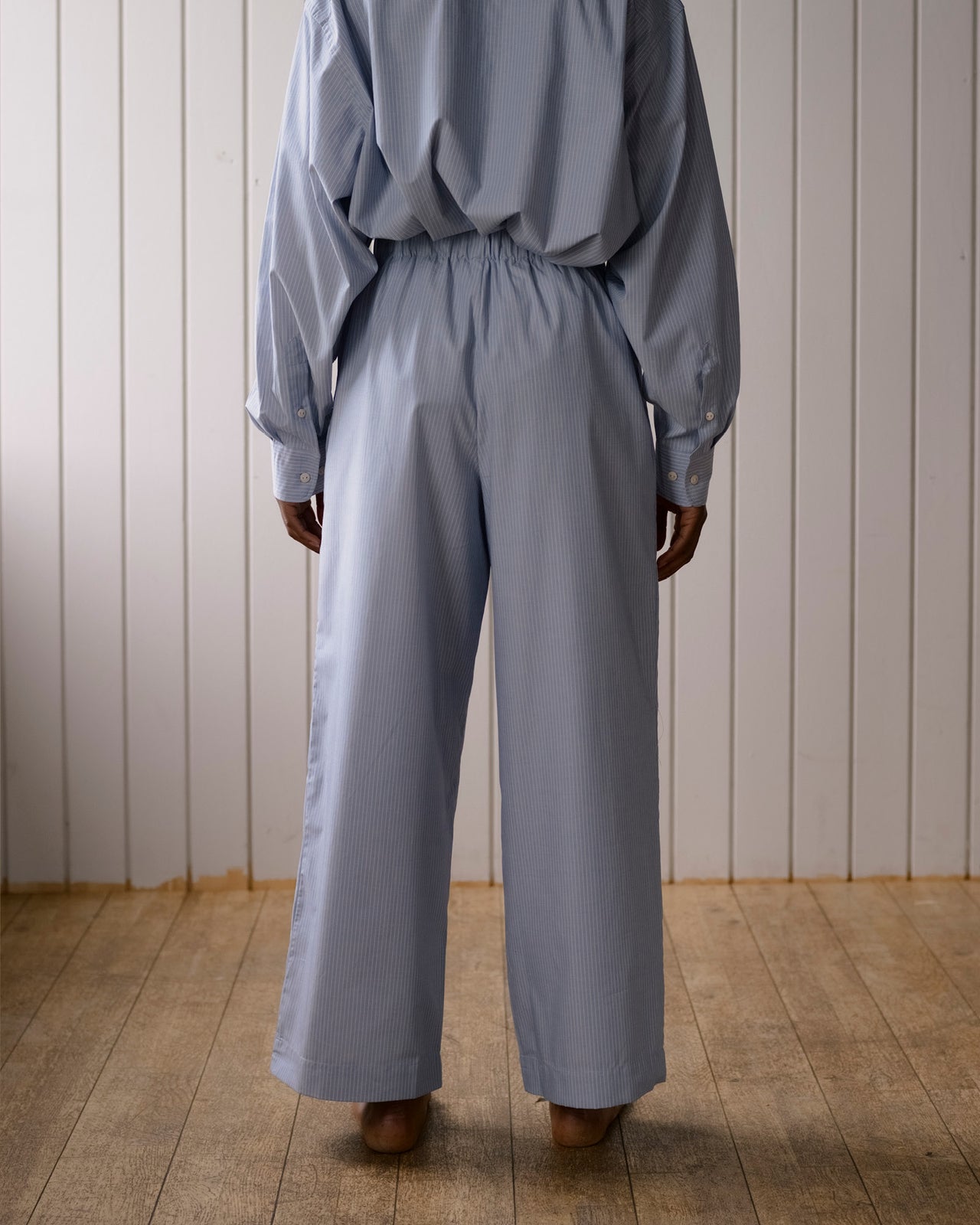 Claude Pants - Organic Cotton Poplin - Blue Stripe