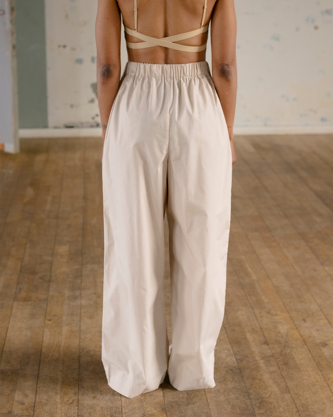 Claude Pants - Organic Cotton Poplin - Brown Stripe