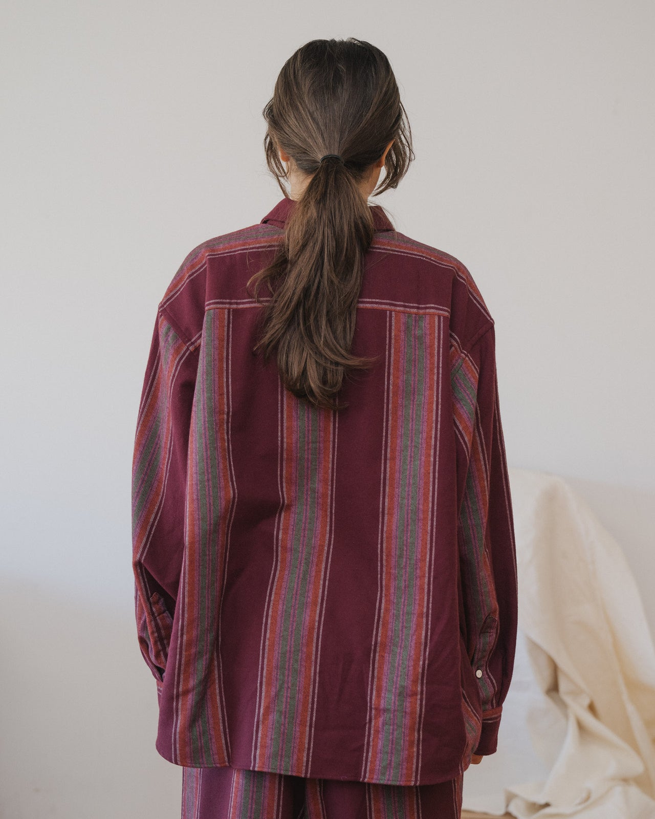 Claude Shirt - Organic Cotton Flannel - Maroon Stripe