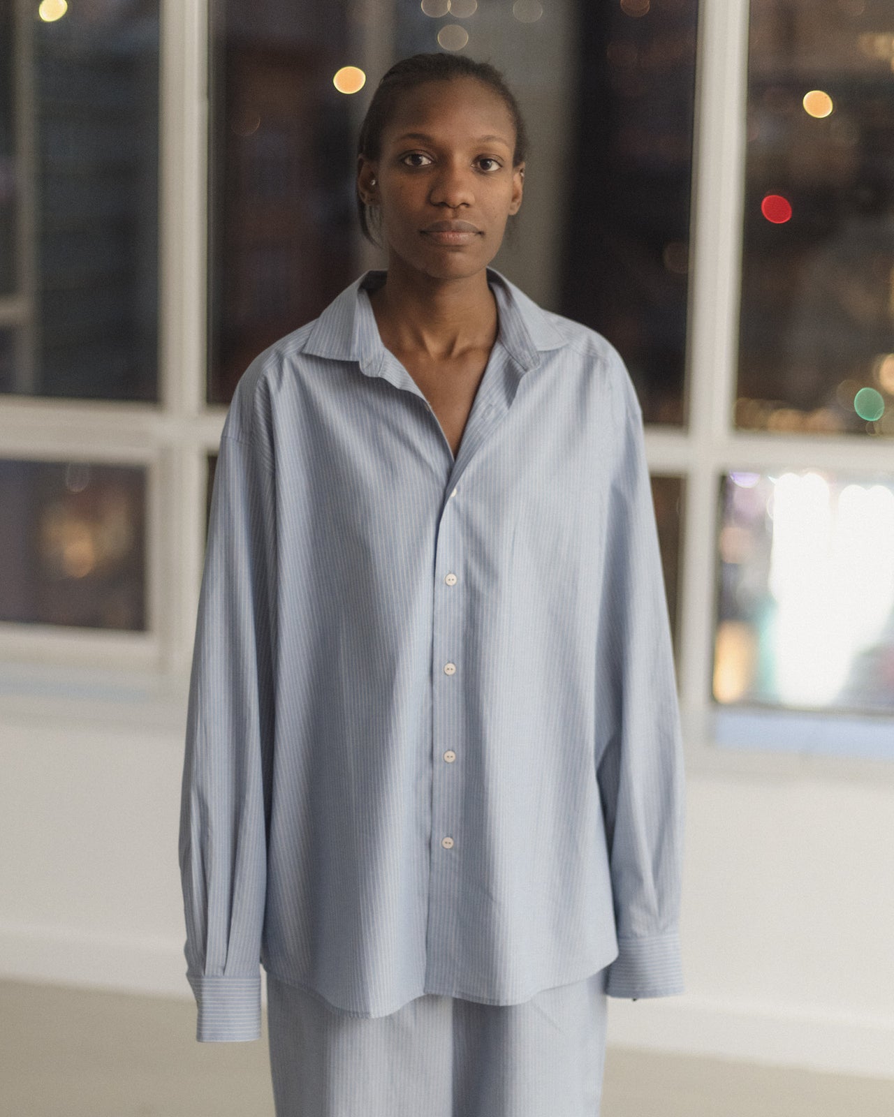 Claude Shirt - Organic Cotton Poplin - Blue Stripe