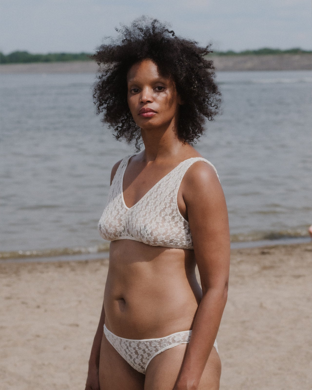 Crescent Bra - Organic Cotton Lace - Undyed