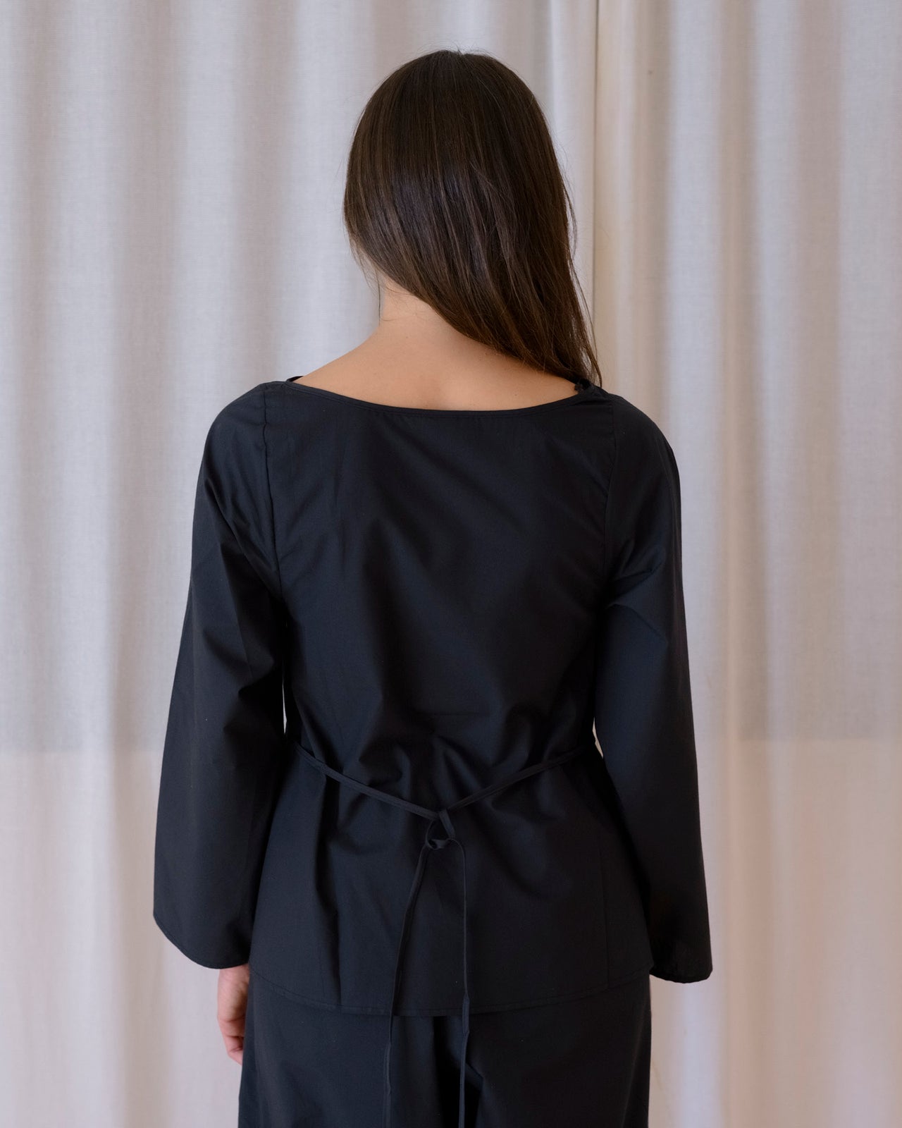 Decti Long Sleeve Top - Organic Cotton Poplin - Black