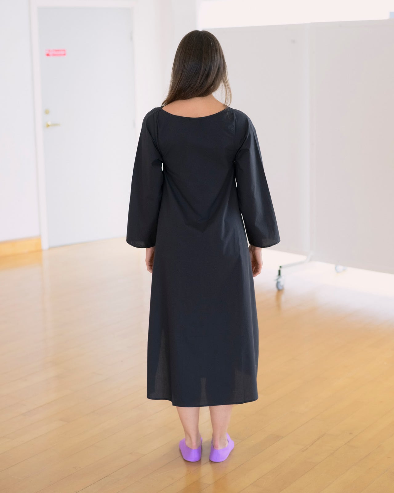 Decti Long Sleeve Dress - Organic Cotton Poplin - Black