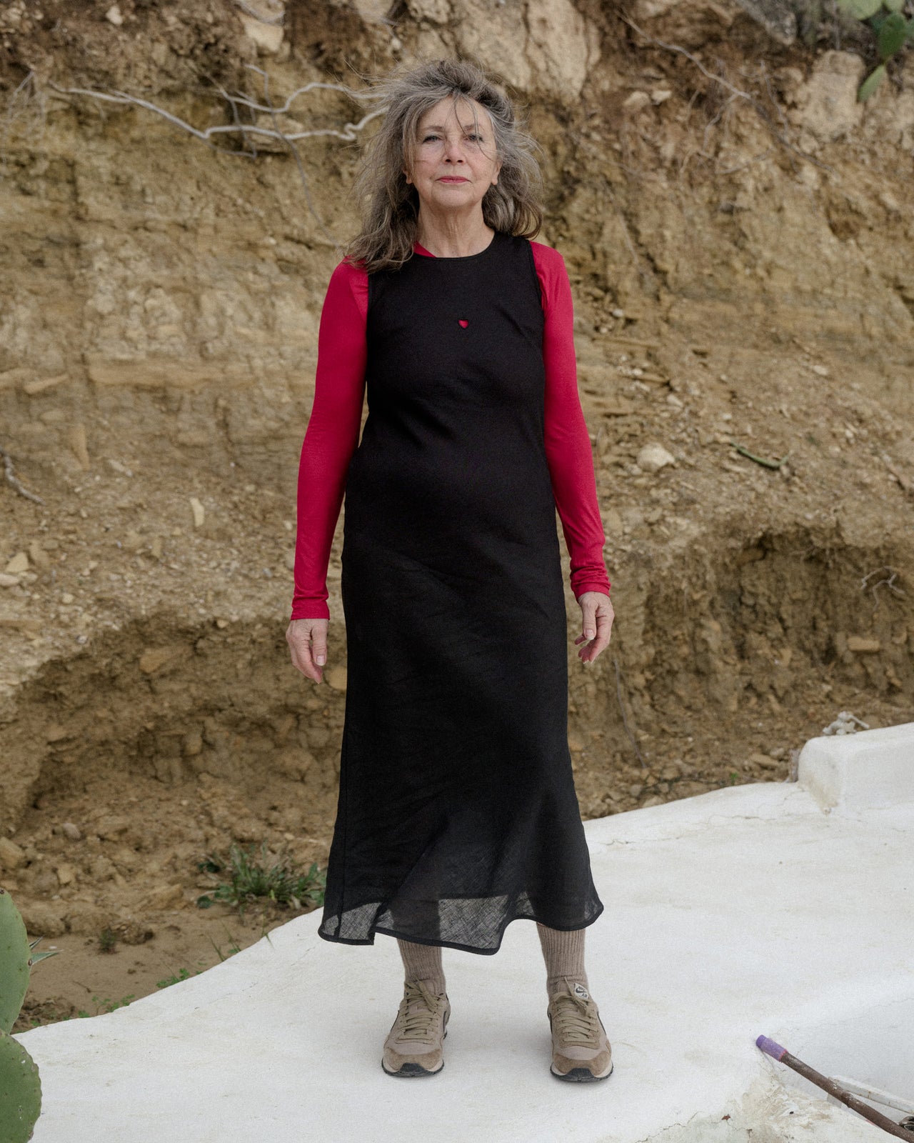 Dydine Heart Tank Dress - Fine Linen - Black