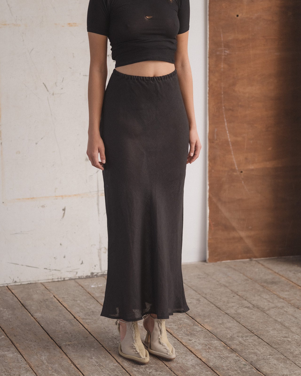Dydine Skirt - Sheer Linen - Black