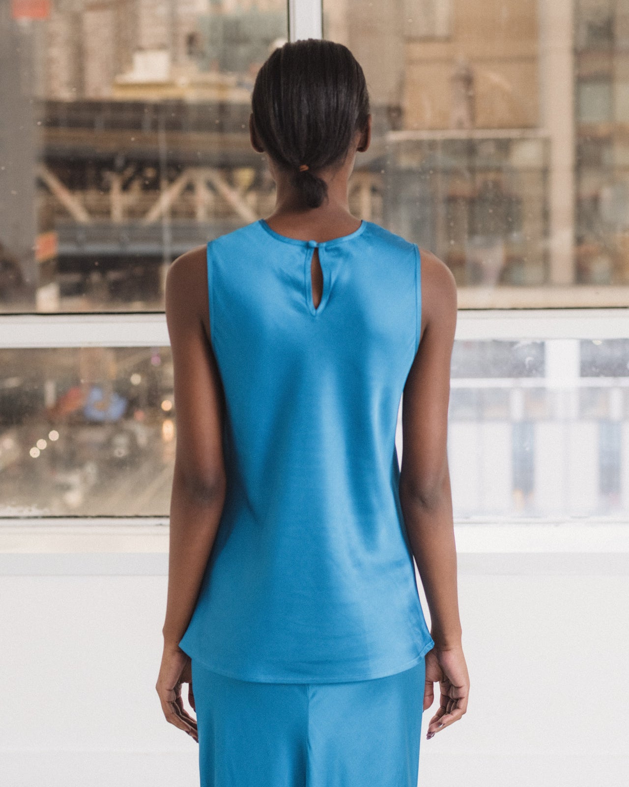 Dydine Tank Top - Ecovero Satin - Ora Blue