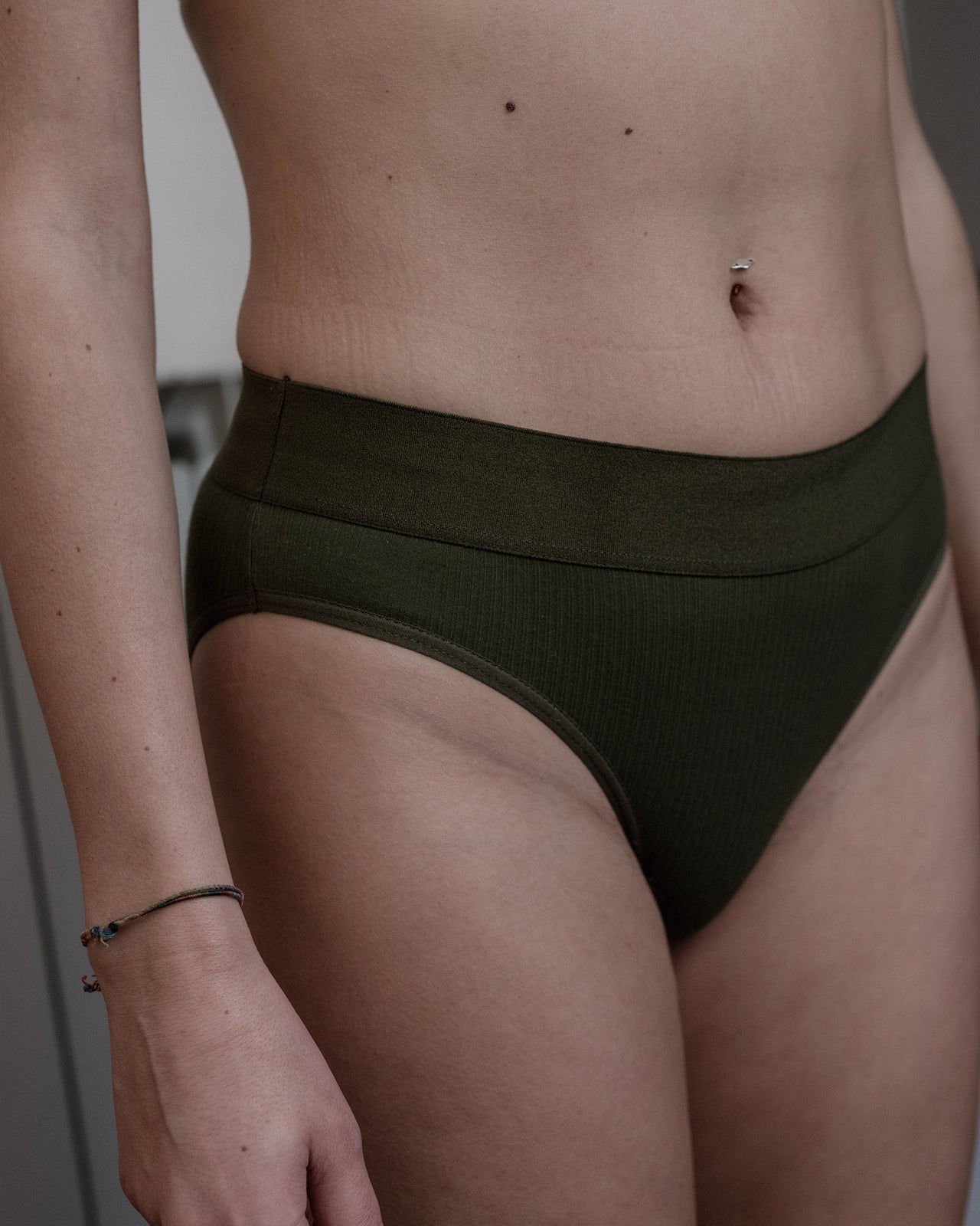 Elastic Bell Pants - Cotton Rib - Conto Green - WT23