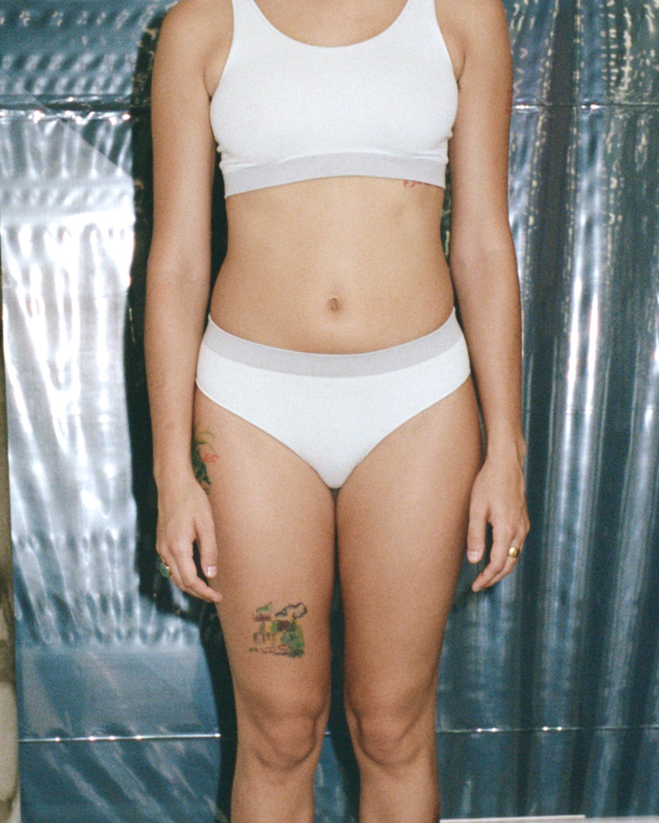 Fine Seamless Bell Pants - Seamless Rib - Light Grey