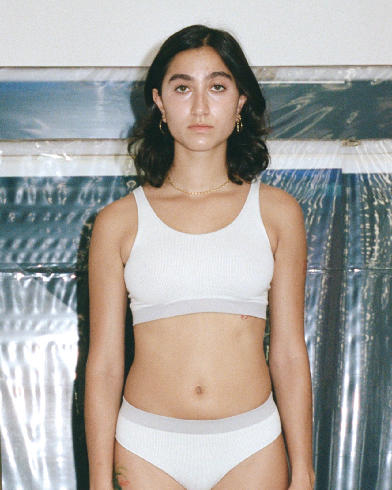 Fine Seamless Scoop Top - Seamless Rib - Light Grey