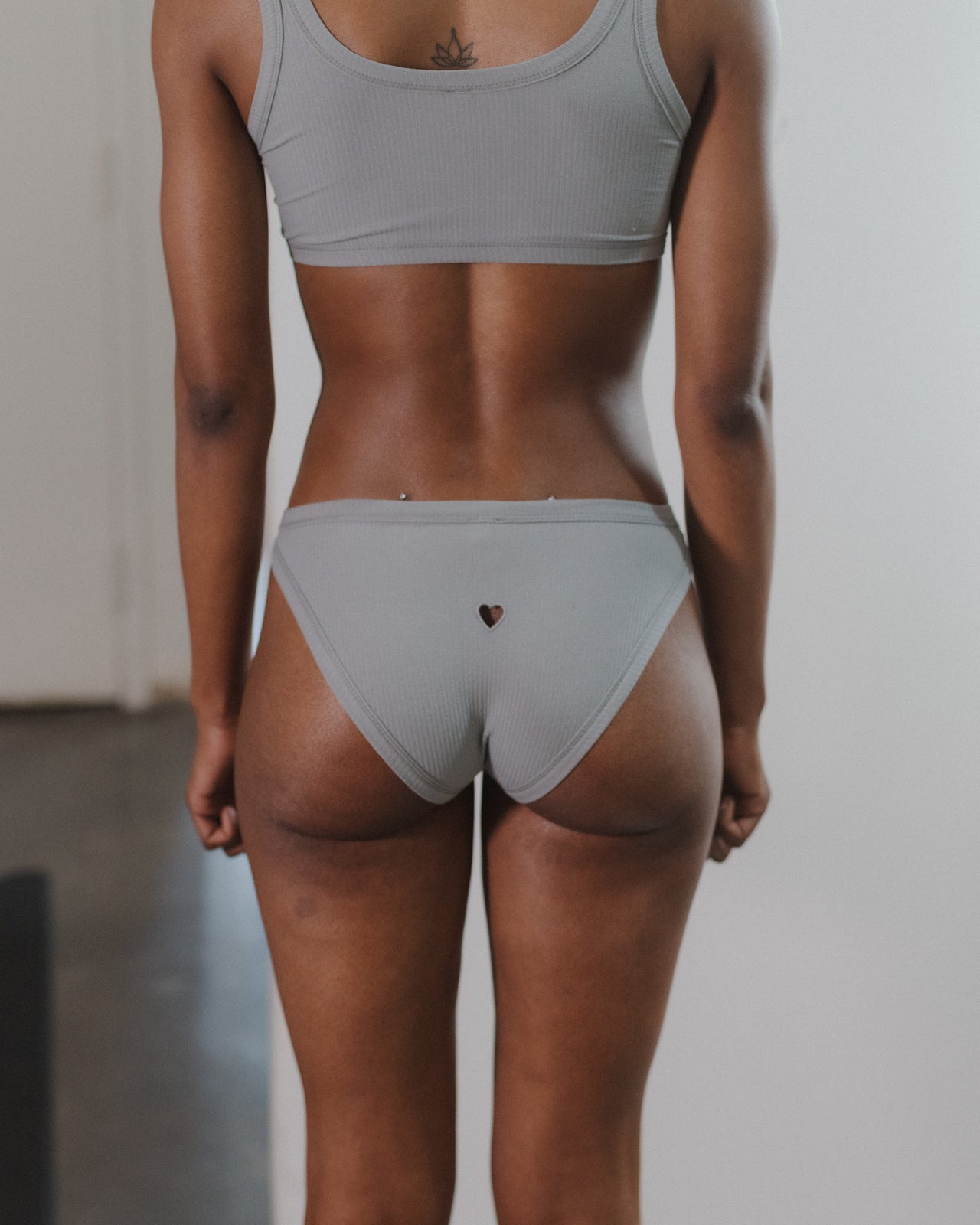 Heart Bell Pants - Organic Cotton Rib - Bow Blue