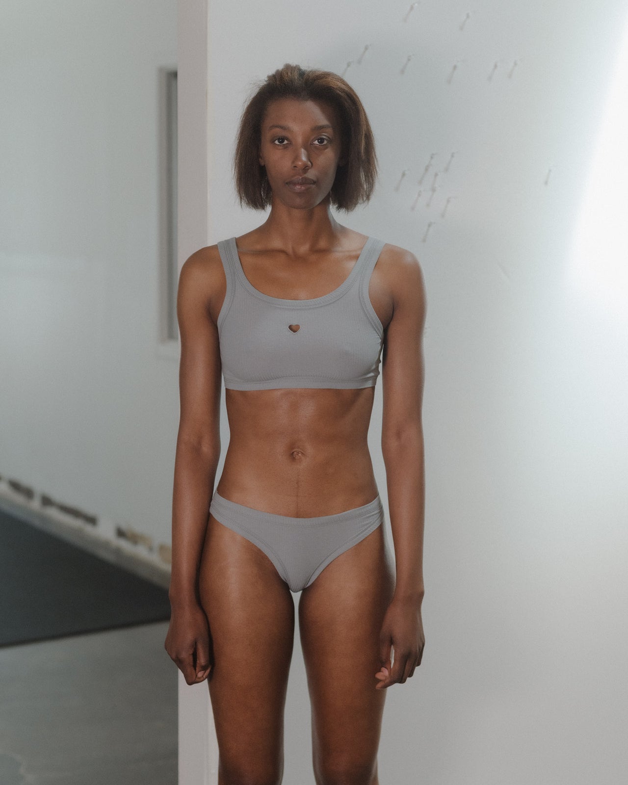 Heart Bell Pants - Organic Cotton Rib - Bow Blue