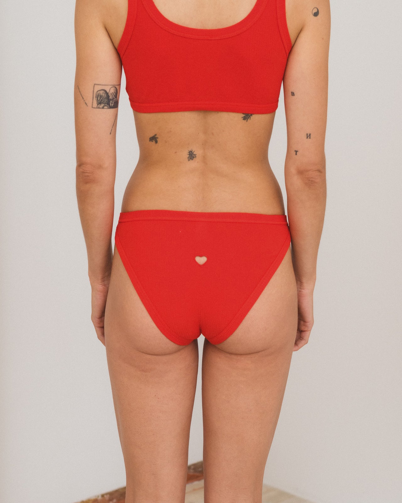 Heart Bell Pants - Organic Cotton Rib - My Red