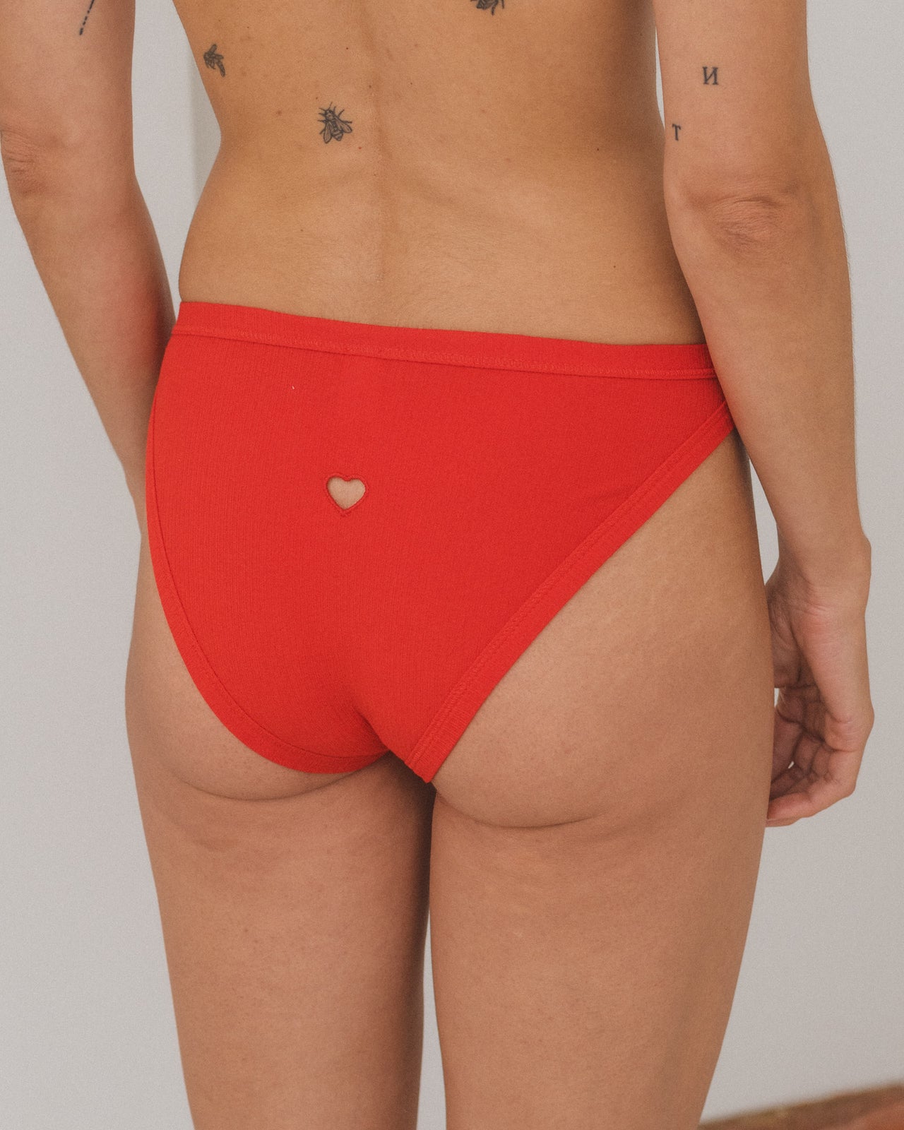 Heart Bell Pants - Organic Cotton Rib - My Red