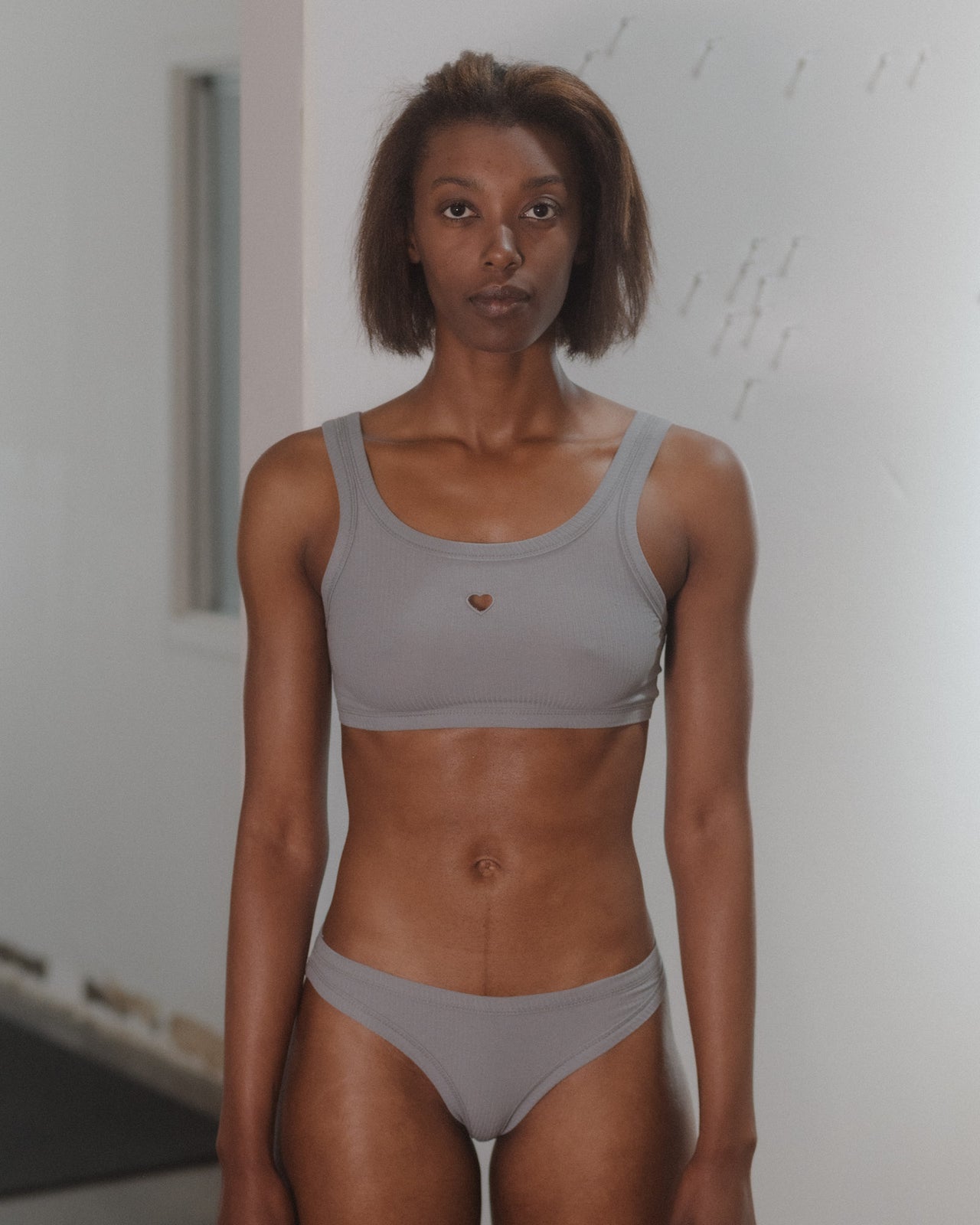 Heart Bra - Organic Cotton Rib - Bow Blue