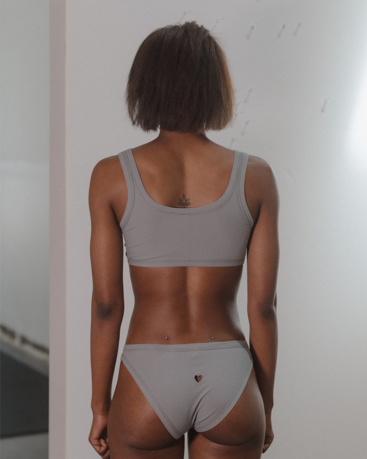 Heart Bra - Organic Cotton Rib - Bow Blue