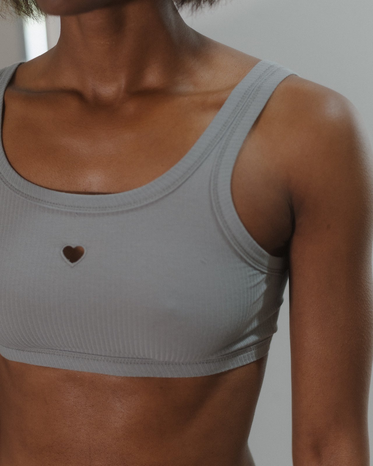 Heart Bra - Organic Cotton Rib - Bow Blue