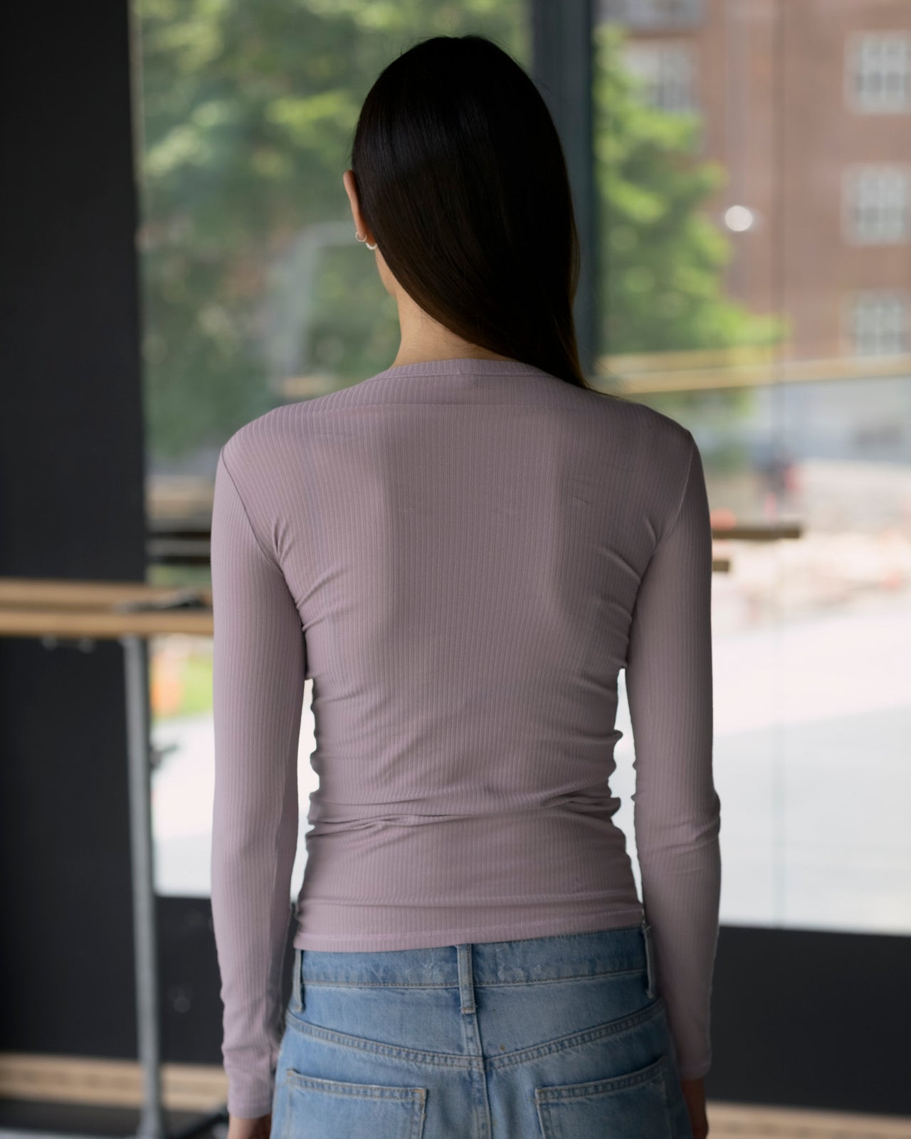 Heart Long Sleeve Tee - Organic Cotton Rib - Verbe Purple