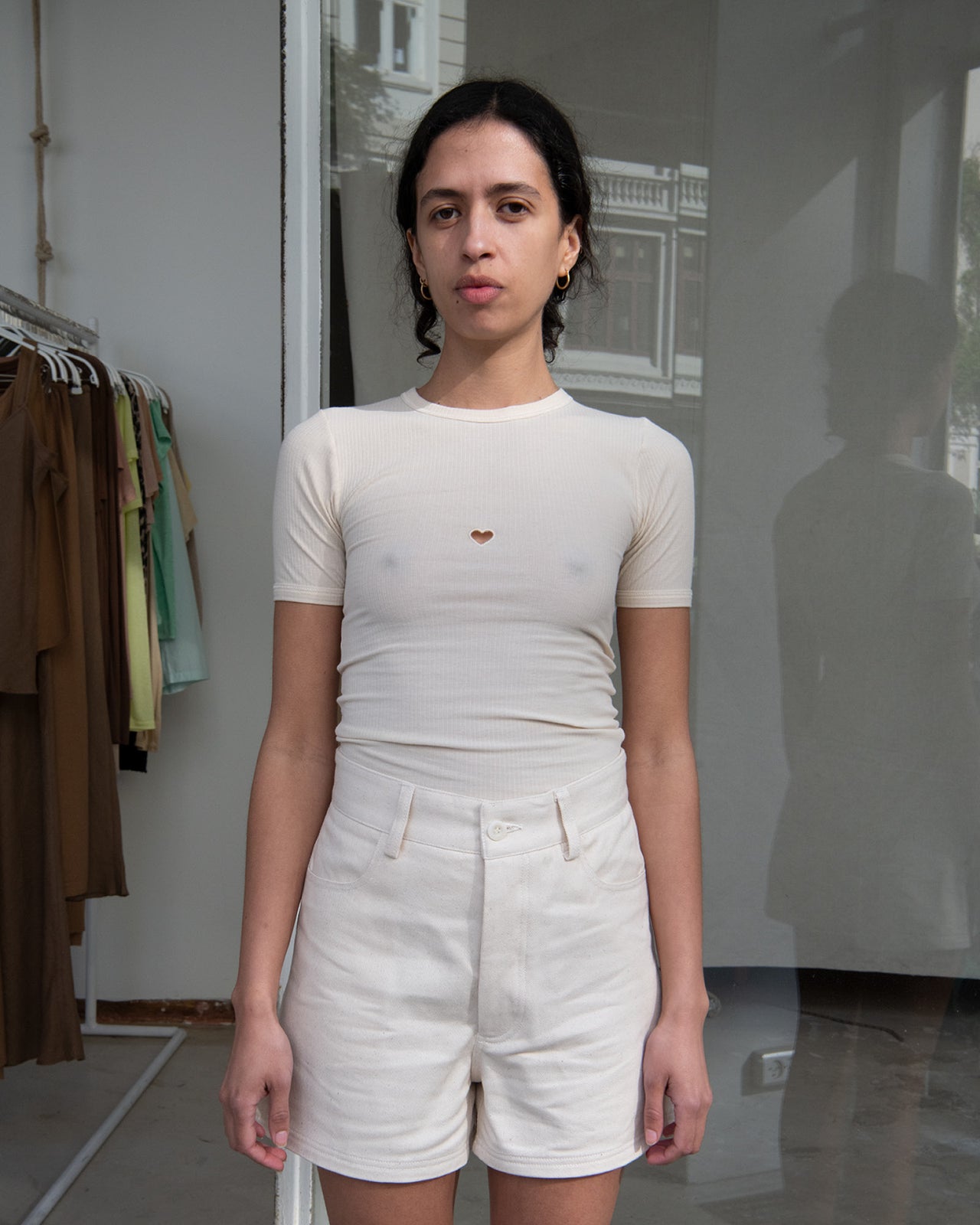 Heart Tee Shirt - Organic Cotton Rib - Undyed