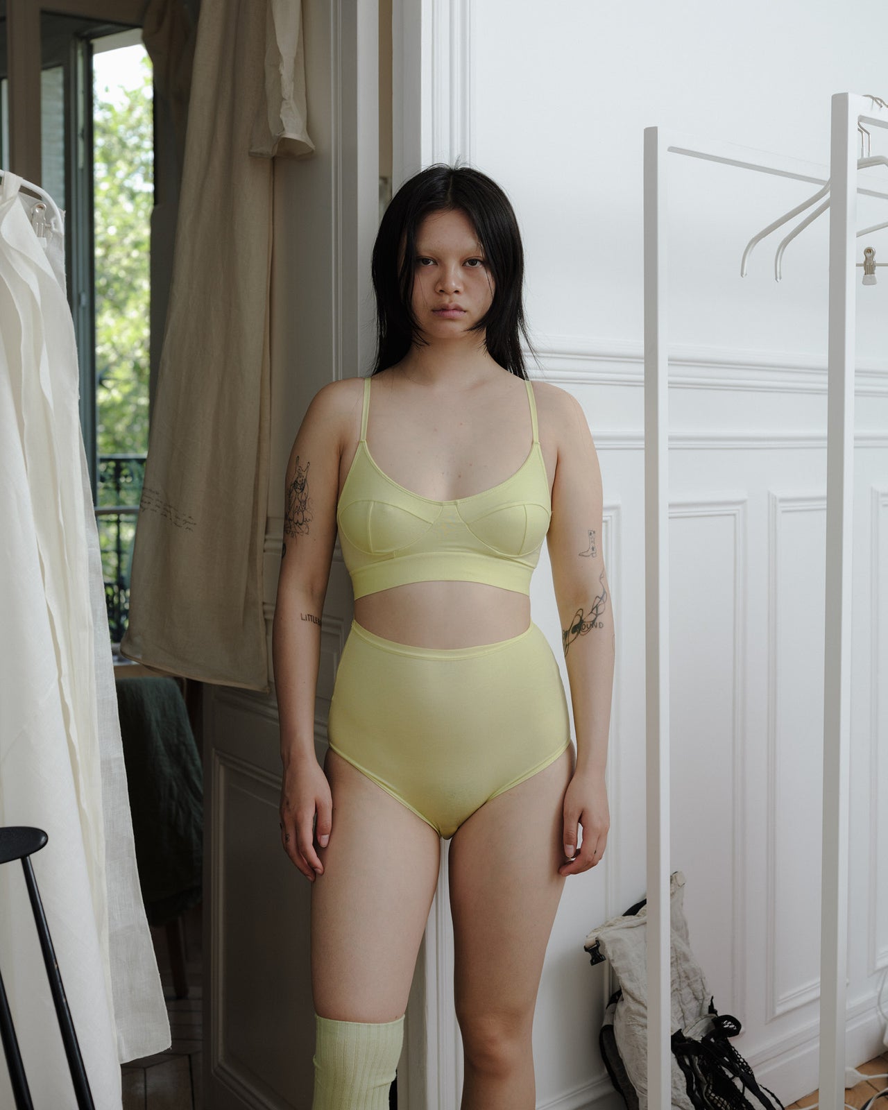 Highwaist Bell Pants - Bamboo Lyocell - Lime