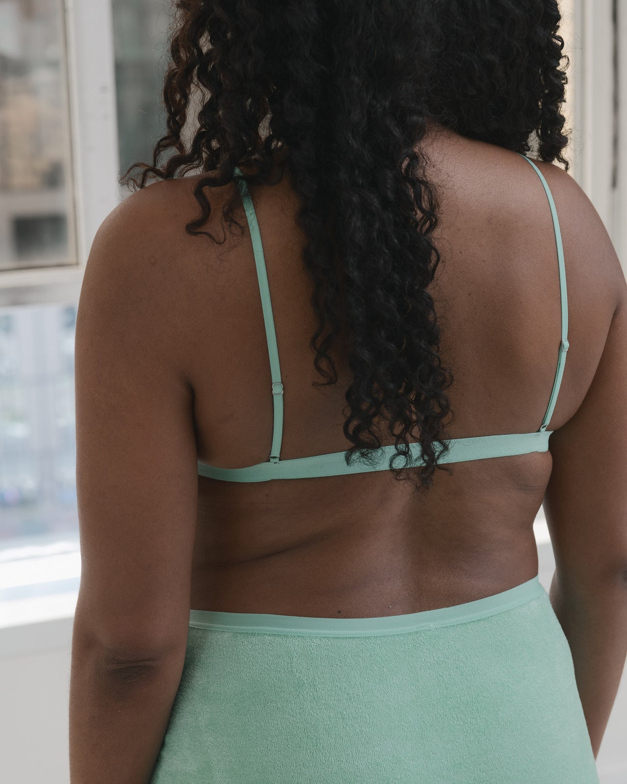 Highwaist Bell Pants - Viscose Velour - Telu Green