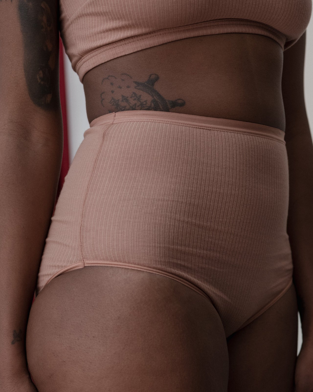 Highwaist Bell Pants - Cotton Rib - Ripa Rose - WT23