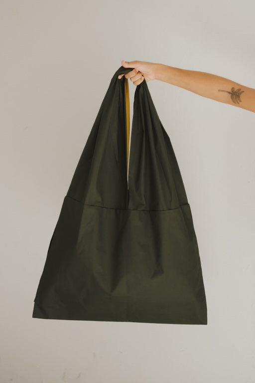 Large Hale Bag - Waxed Organic Cotton - Green Brown