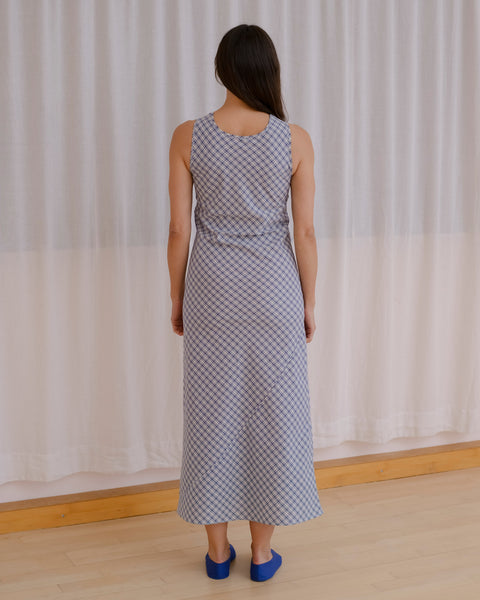 Larva Dress - Organic Cotton - Blue Check – Baserange Store
