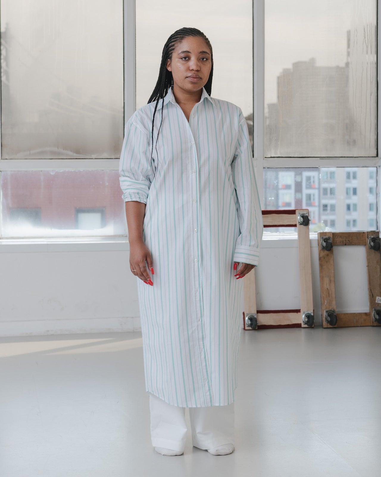 Ole Shirt Dress - Organic Cotton Poplin - Stripe