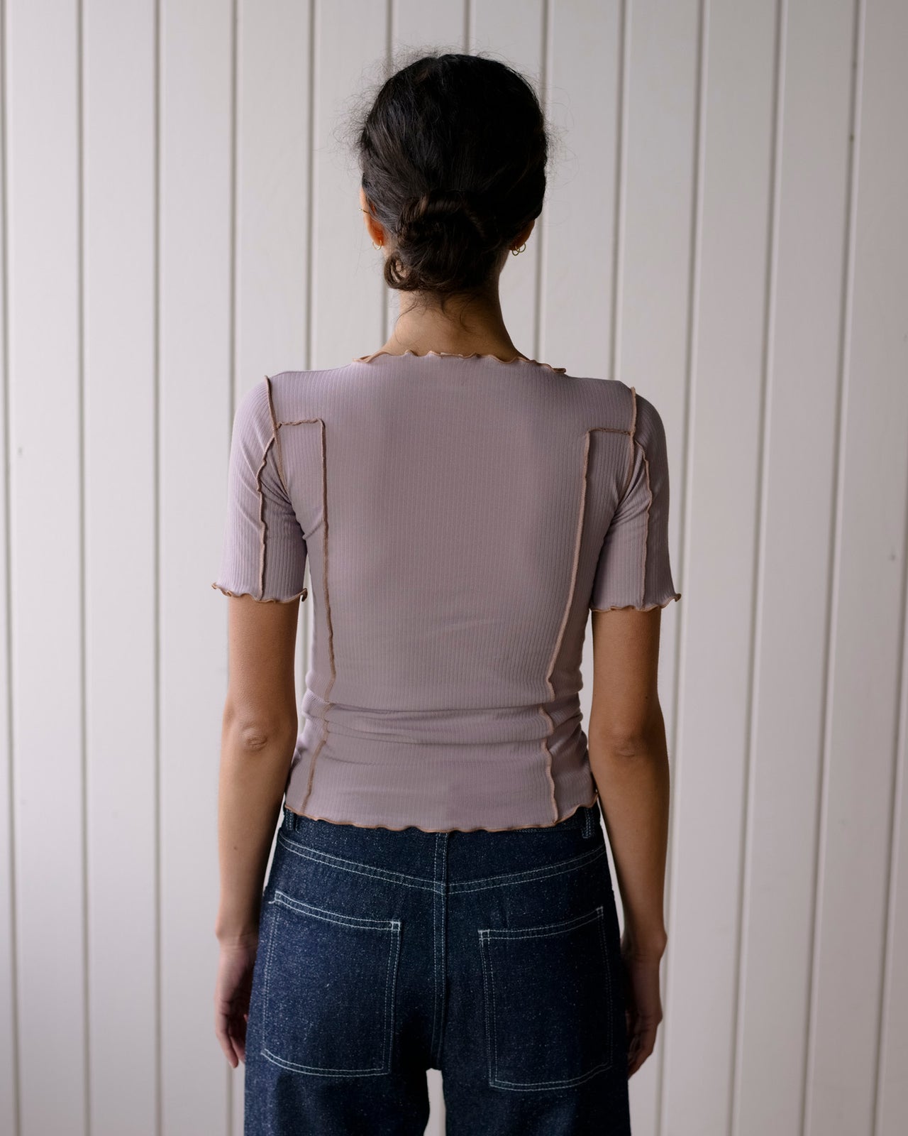 Omato 3/4 Tee Shirt - Organic Cotton Rib - Verbe Purple (Aural)