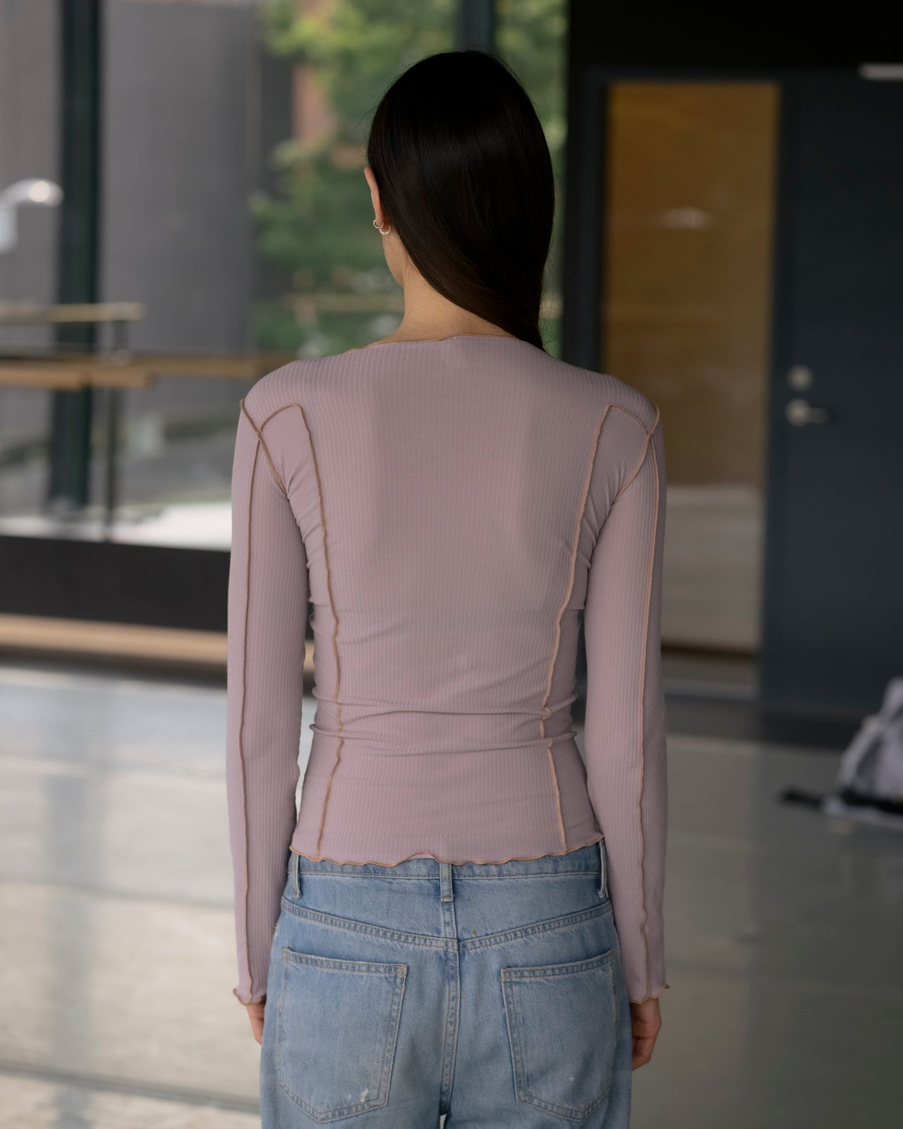 Omato Long Sleeve Tee - Organic Cotton Rib - Verbe Purple (Aural)