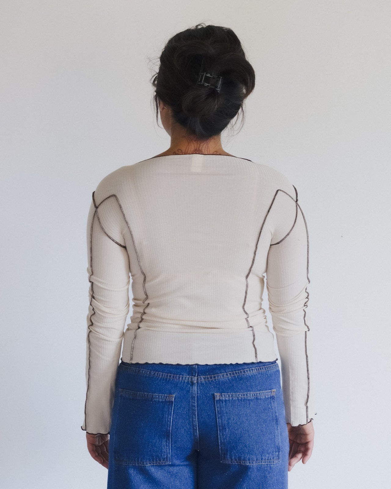 Omato Long Sleeve Tee - Organic Cotton Rib - Dylan Beige