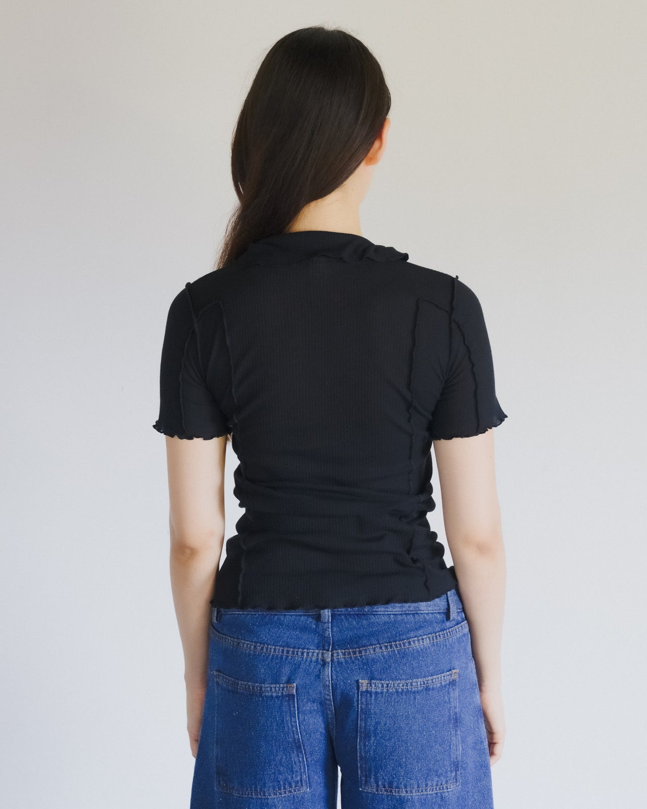 Omato Polo Tee Shirt - Organic Cotton Rib - Black