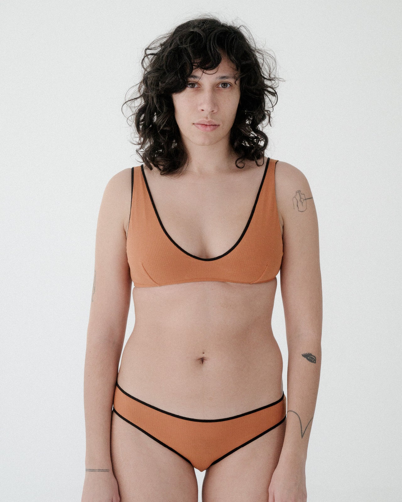Pam Bra - Fine Cotton Rib - Dre Orange / Black