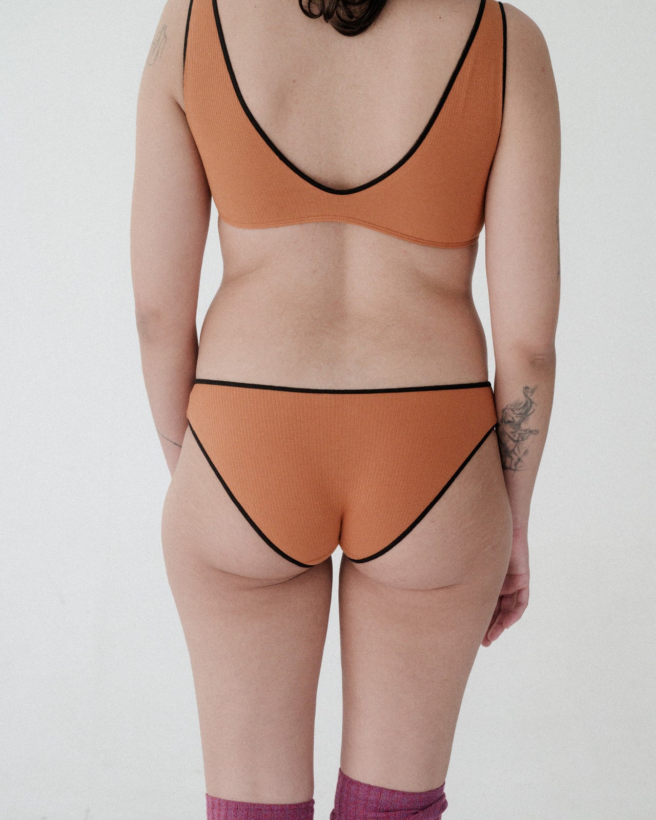 Pam Pants - Fine Cotton Rib - Dre Orange / Black