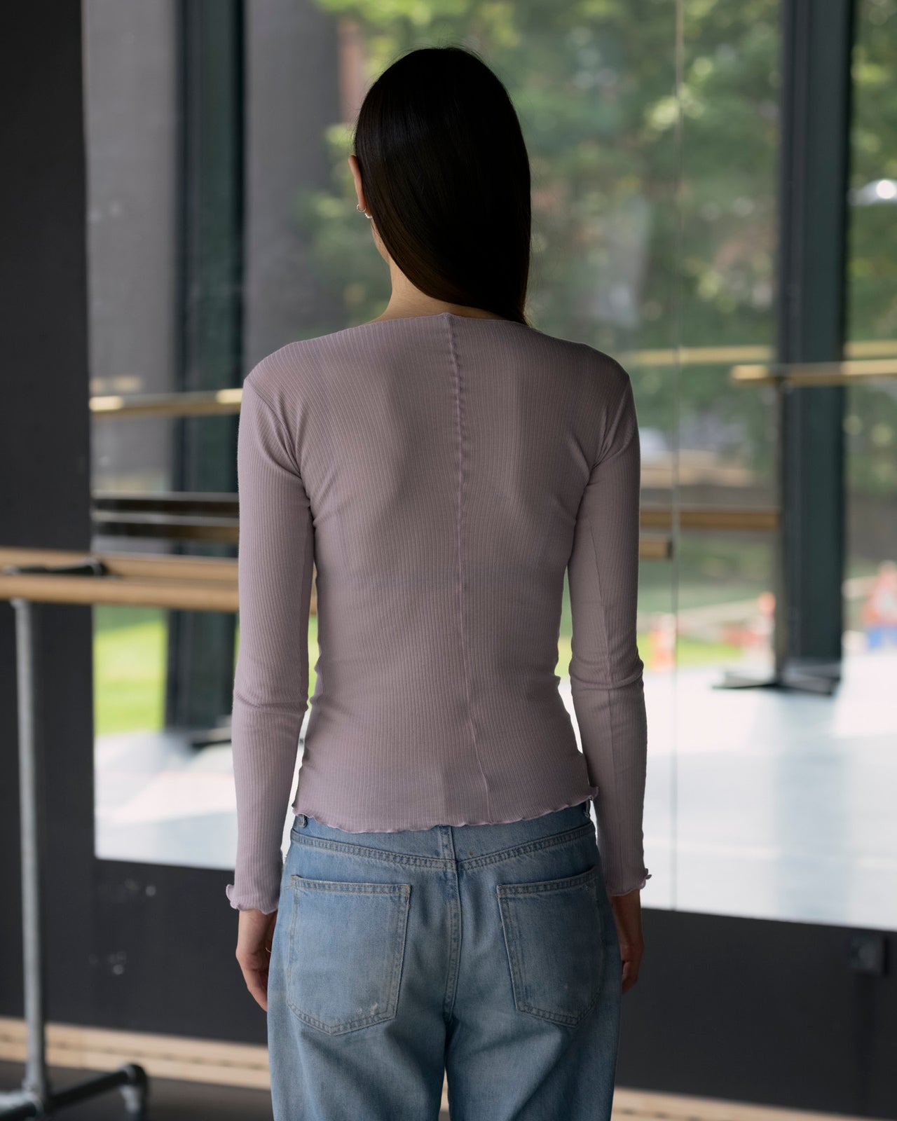 Pama Long Sleeve Tee - Fine Organic Cotton Rib - Verbe Purple
