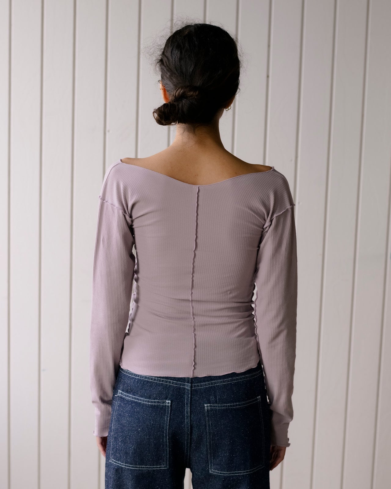 Phy Long Sleeve Tee - Organic Cotton Rib - Verbe Purple / Green