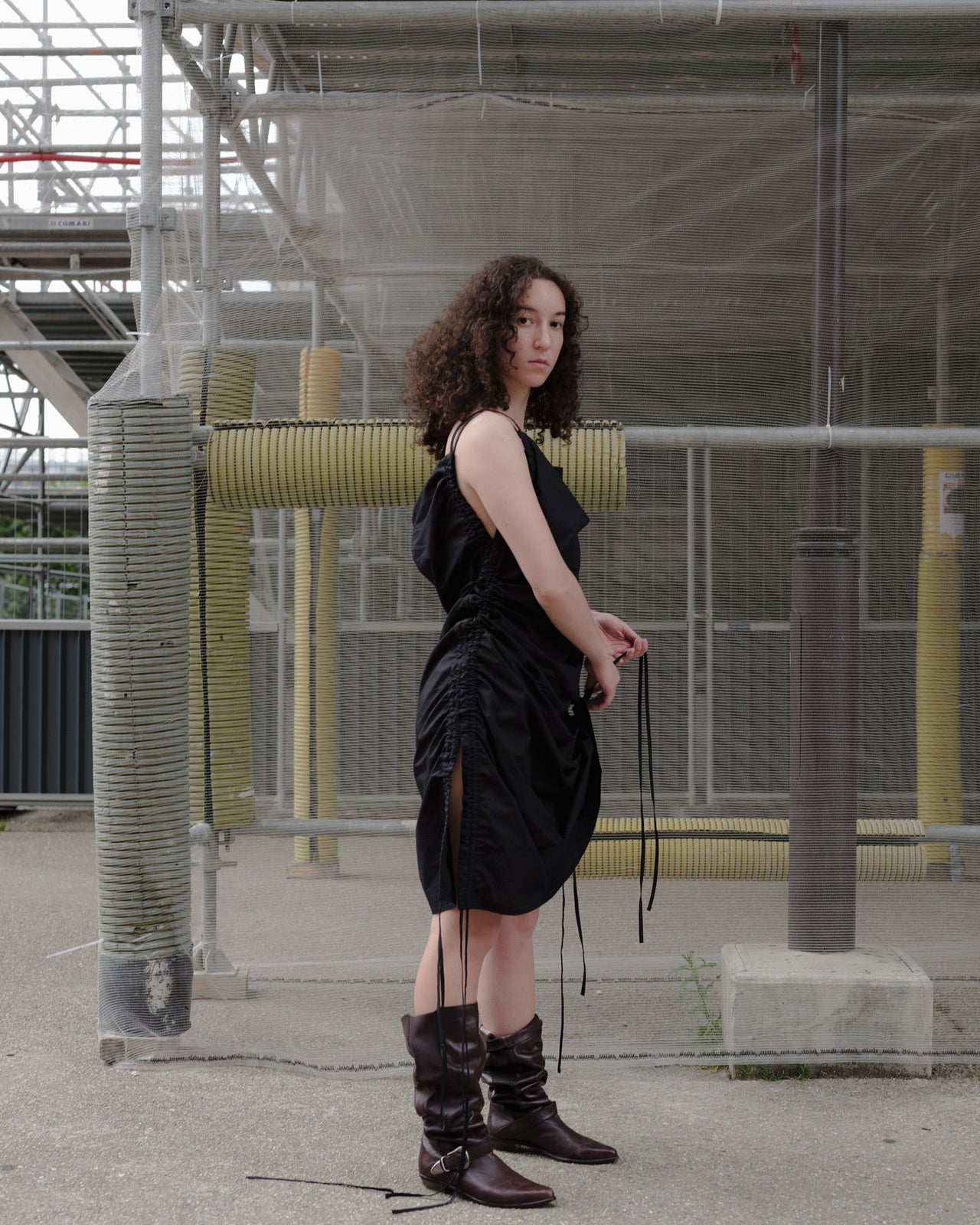 Pictorial Strap Dress - Organic Cotton - Black
