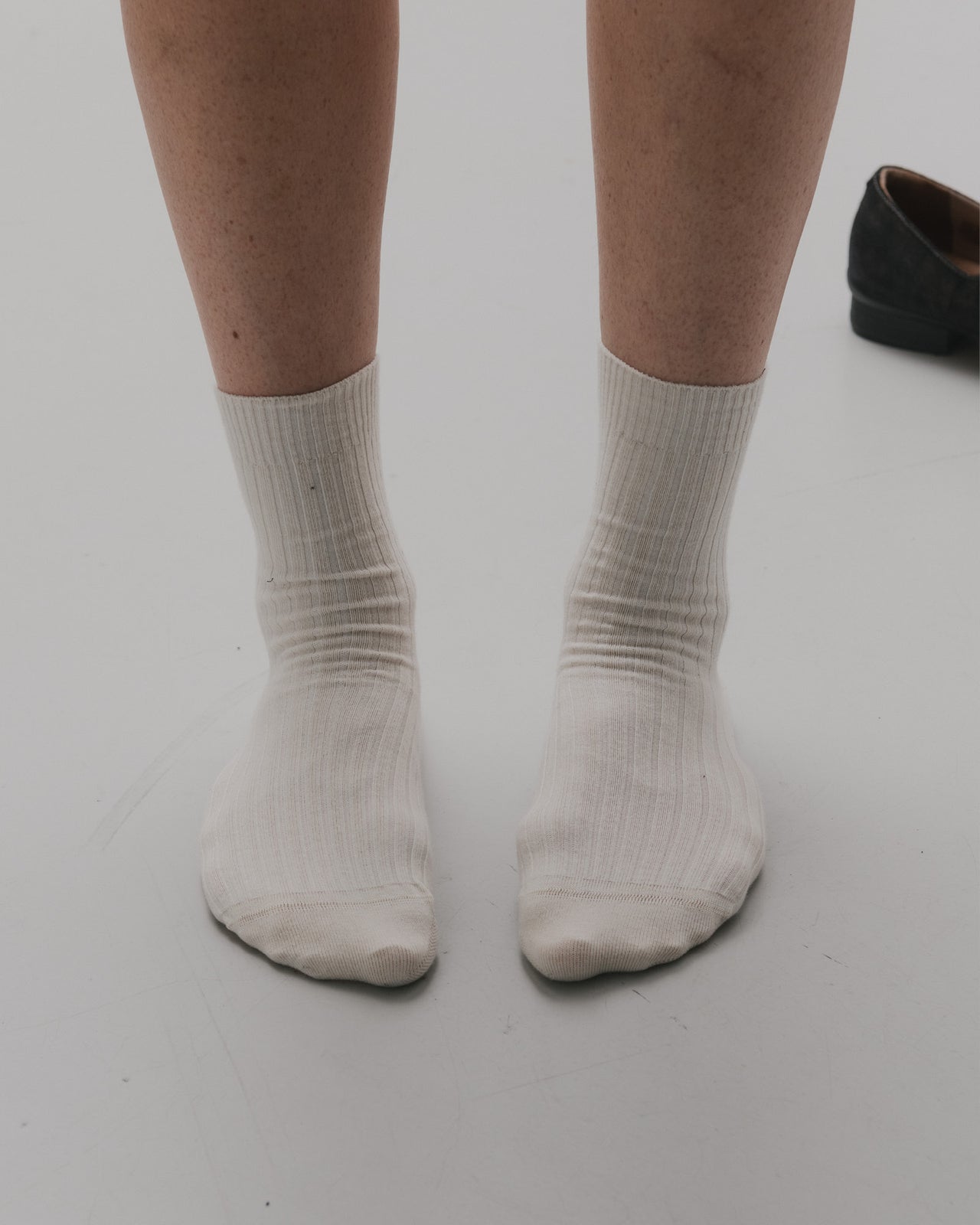 Rib Overankle Socks - Cotton Rib - Undyed