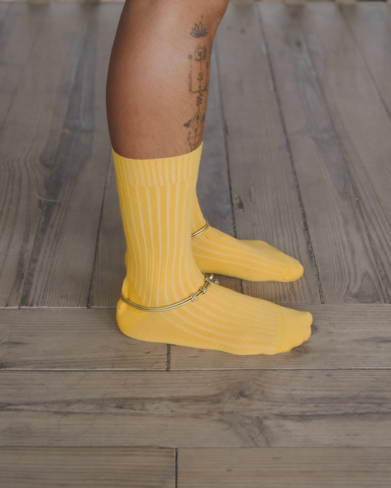 Rib Overankle Socks - Organic Cotton Rib - Ecto Yellow