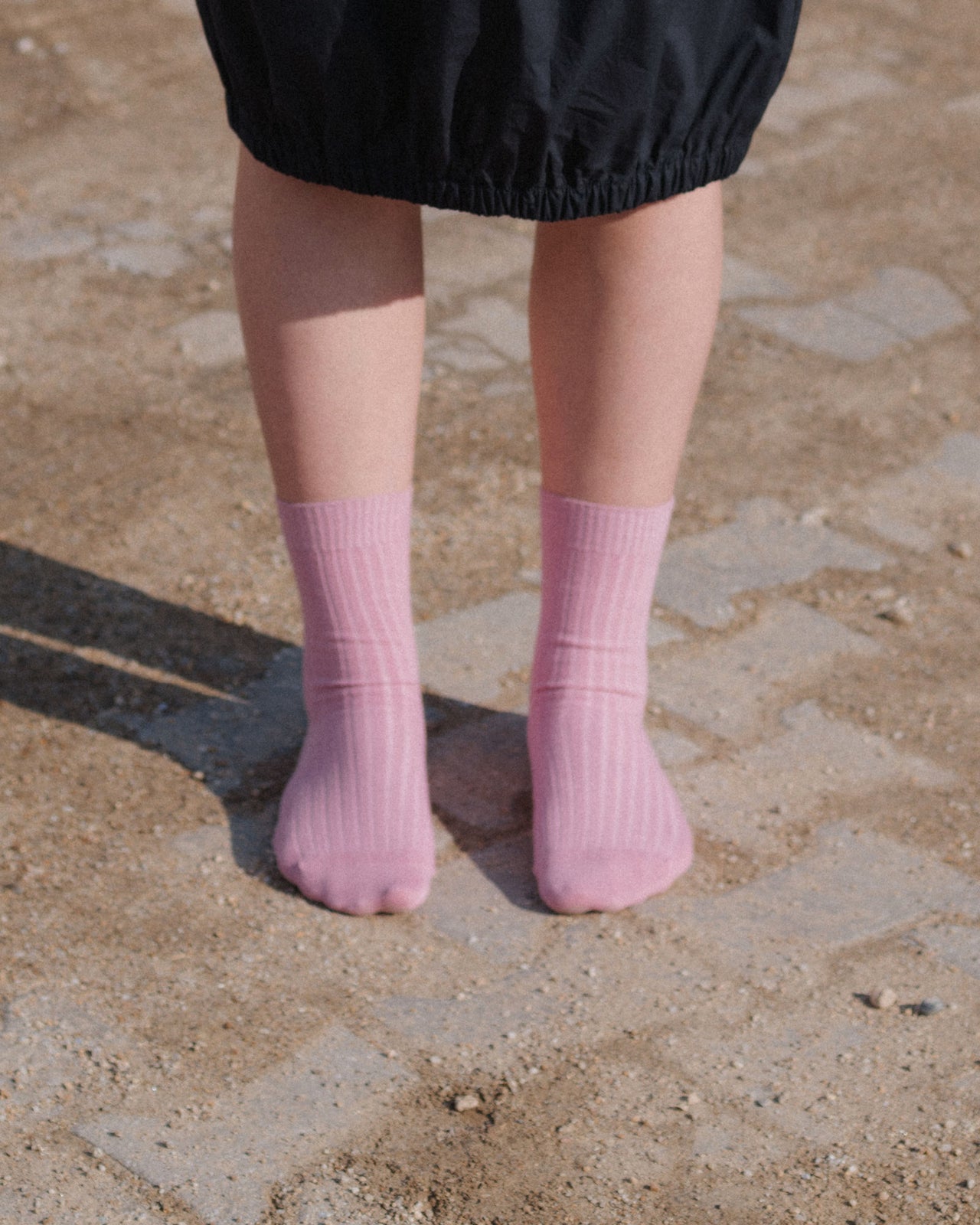 Rib Overankle Socks - Organic Cotton Rib - Vie Pink
