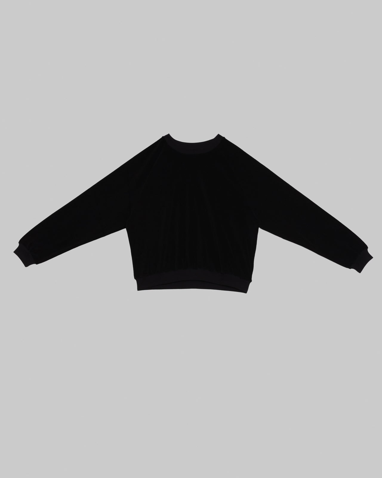 Rim Raglan Sweatshirt - Organic Cotton Velour - Black