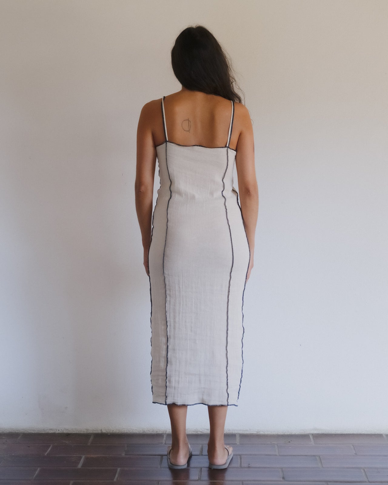 Shok Square Dress - Crinkle Linen - Off White