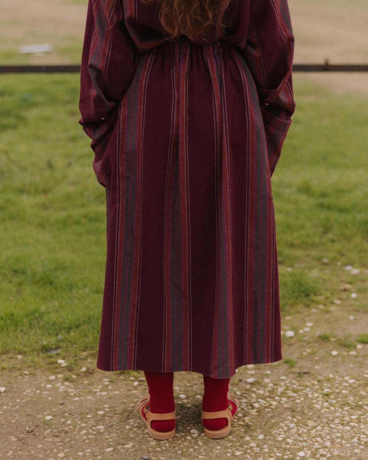 Snell Skirt - Organic Cotton Flannel - Maroon Stripe