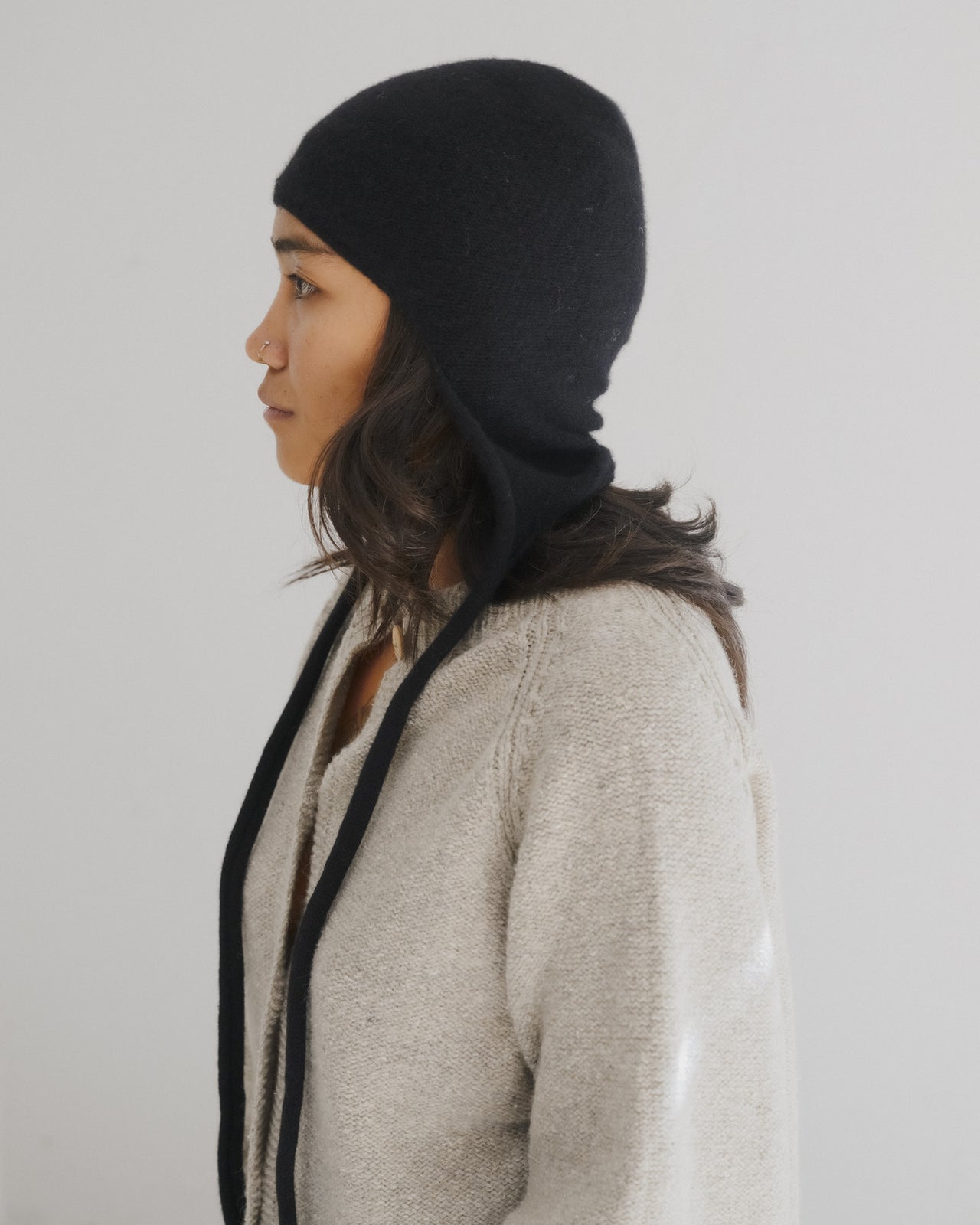 Tier Hooded Wrap - Recycled Cashmere - Black