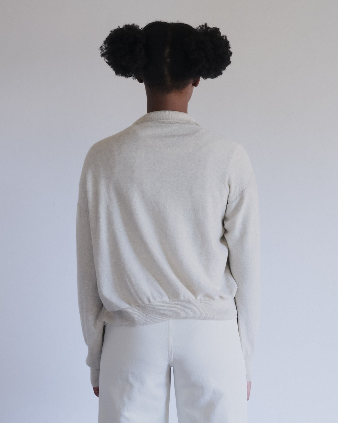 Tier Polo Cardigan - Organic Cotton Knit - Grey Melange